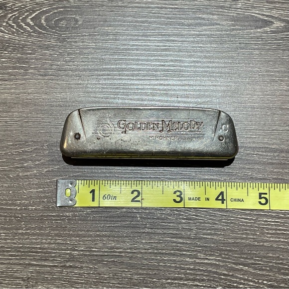 VINTAGE M. HOHNER GOLDEN MELODY Harmonica Key C Size 4”- 4.5” - Picture 7 of 8